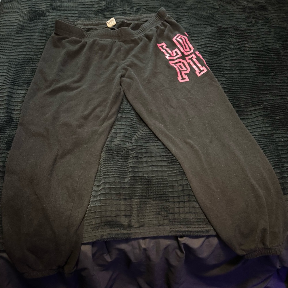 Women’s Vintage Victoria’s Secret PINK black Sweatpants with Pink Lettering